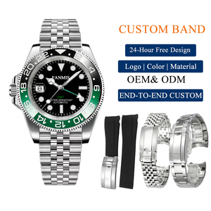 Fabricants de montres haut de gamme OEM/ODM, montre personnalisée pour hommes avec logo NH34 GMT, montre <span class=keywords><strong>mécanique</strong></span> de luxe avec couronne à gauche - Product Image 1