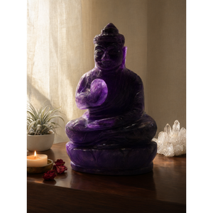 <b>Buddha</b> in Lepidolite <b>stone</b> - handmade carving - crystal/reiki/healing - 4 inches and 0.24 kg (0.52 lb) - Product Image 3