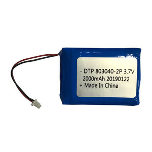 Li Ion battery 3.7 V 2000 mah DTP803040 <span class=keywords><strong>2</strong></span> P1S for GPS tracking device - Product Image 1
