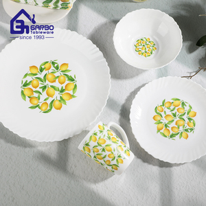Juego de Vajilla de Vidrio Opal Blanco <span class=keywords><strong>GARBO</strong></span> de 7.5 Pulgadas, Personalizable con Diseño de Limón, Plato Pintado a Mano Resistente al Calor - Product Image 6