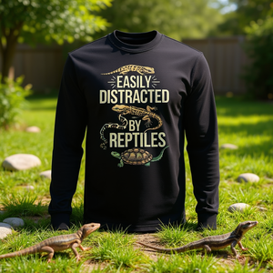 T-shirt à manches longues pour amoureux des reptiles, facilement distrait par les reptiles - Product Image 3