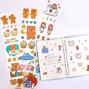 Custom Korea Sparkle Kawaii Cute Stickers, Vinyl Rainbow Film Effect Glitter Sticker Sheet Kiss Cut Printing Sticker For Kid