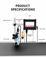 Aisomark Máquina de Codificación por Inyección de Tinta Automática en Línea de 0.5 Pulgadas, Impresora de Inyección de Tinta Térmica Flexible de Alta Velocidad con Pantalla Táctil para Línea de Producción
