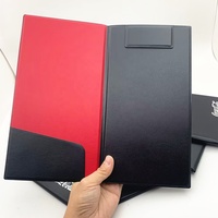 Pemegang tagihan pemeriksaan Menu restoran Checkbook Server kulit PVC hitam kustom