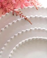 Factory Wholesale White Round Bead Rim Ceramic Dinnerware Set Banquet Restaurant Porcelain Dishes Dinner Plate Tableware