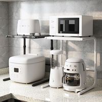 Étagère de rangement extensible à 2 niveaux en métal pour micro-ondes, support de comptoir pour cuisine et salle de bain, étagère de rangement pour casseroles
