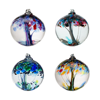 Boules de Noël Modernes Colorées Réutilisables en Verre Soufflé à la Main, Ornements de Noël en Verre Teinté Imprimé, Décoration Creuse à Suspendre pour Arbre, Cadeau