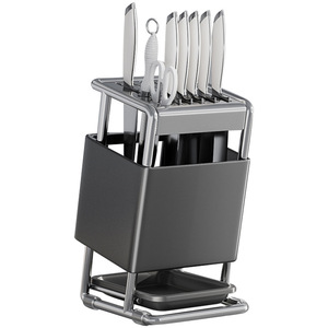 Support à couteaux en acier inoxydable, organisateur de rangement multifonctionnel pour comptoir, pour ustensiles de cuisine et couverts - Product Image 2