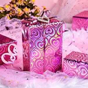 <b>Pink</b> Holographic Heart Wrapping Paper Mini Roll Double Side Metallized 46.8 Sq Ft Valentine's Day Gift <b>Wrap</b> - Product Image 4