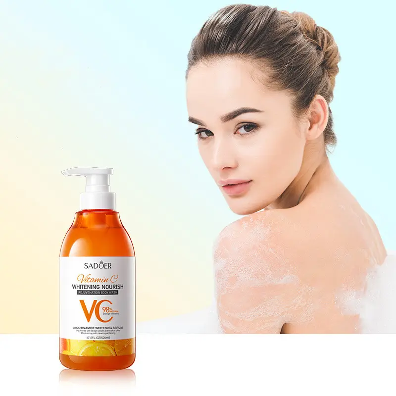 Gel douche soyeux exfoliant blanchissant à la vitamine C de bonne qualité gommage corporel pour peau noire