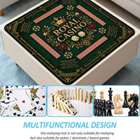 Nouveau tapis de table de mahjong de style chinois, antidérapant, silencieux, avec bordure verrouillable, imperméable, résistant à la saleté, en caoutchouc de 2 mm d'épaisseur, pour 4 joueurs