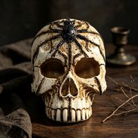 Ornement en résine peint à la main, crâne d'araignée vieilli style rétro, thème Halloween, décoration de bureau gothique, petit objet emballé individuellement