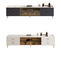 Meuble TV de style moderne de luxe et table basse, meuble console en bois, téléviseur avec dessus en marbre