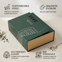 Confezione Regalo di Lusso per Tè Verde Scuro, Scatola Rigida in Cartone con Chiusura Magnetica, Design a Forma di Libro, Logo Personalizzato, Dimensioni Personalizzabili