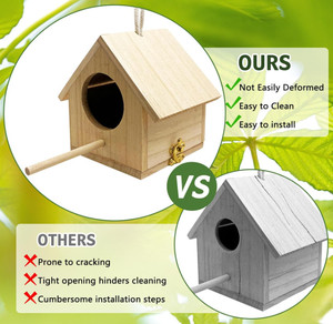 Casa para Pájaros <span class=keywords><strong>de</strong></span> <span class=keywords><strong>Madera</strong></span> Rectangular, Hecha a Mano, Decorativa para Jardín o Patio, para Robin, Periquito, Golondrina, Gorrión - Product Image 6
