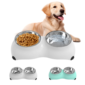 Comedero Doble Grande de Melamina con Diseño Sólido 3 en 1 para Perros, Alimentación y Almacenamiento en Interiores, para Hogares con Múltiples Mascotas - Product Image 1