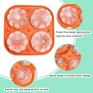 Moule à glaçons citrouille d'Halloween, plateau en silicone orange avec couvercle, moule 3D pour whisky, décoration de fête de Thanksgiving - Product Image 3
