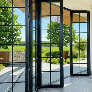 <span class=keywords><strong>Porte</strong></span> pliante moderne à <span class=keywords><strong>double</strong></span> vitrage avec cadre en aluminium à rupture <span class=keywords><strong>de</strong></span> pont thermique pour balcon, patio et salon - Product Image 2
