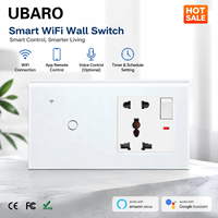UBARO WiFi 1Gang Interrupteur Tactile Intelligent Prise Murale Universelle Application Tuya Smart Life Contrôle à Distance Commande Vocale