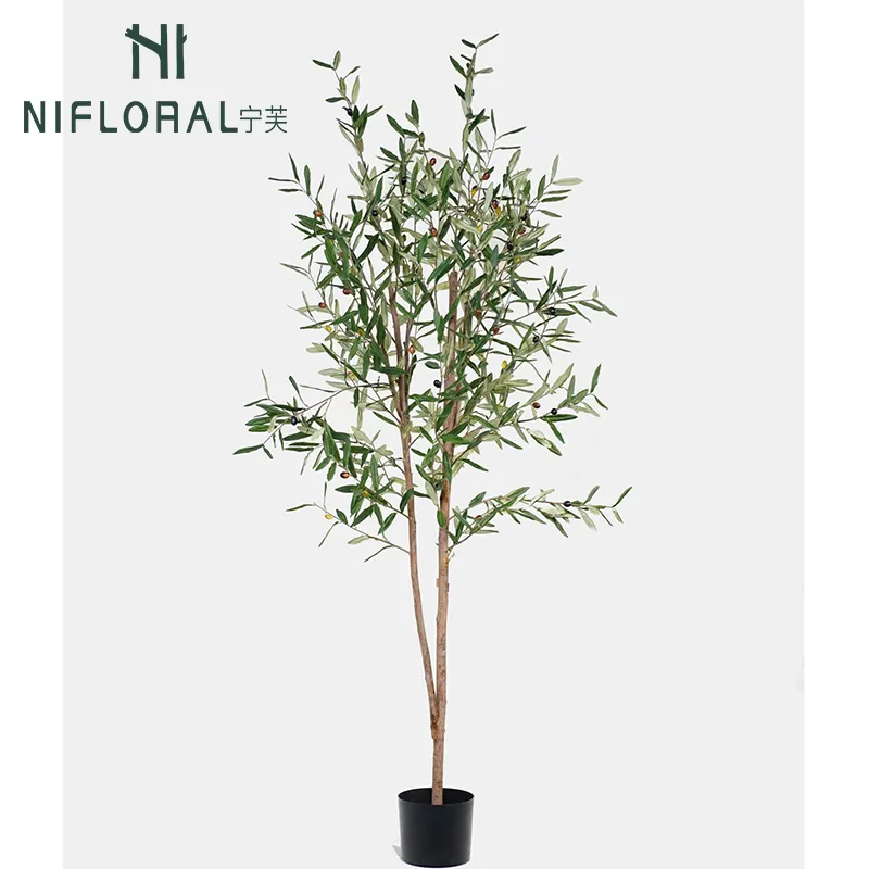 Nifloral haut tronc naturel simulé 182CM hauteur ornemental Faux olivier en pot à vendre