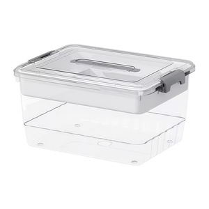 Caja de Almacenamiento de Plástico Transparente con Asa, Caja de Almacenamiento de Dos Niveles para Artículos del Hogar, Medicamentos, Herramientas, Cosméticos - Product Image 1