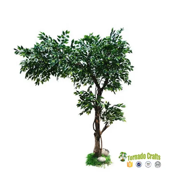 China 8 Ft Real Touch Bonsai Ficus Tree With Natural Trunk