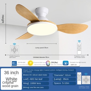 พัดลมติดเพดาน LED 3ใบมีดขนาด52นิ้วที่ทันสมัยพร้อมไฟรีโมท WiFi อัจฉริยะสำหรับห้องนอนและห้องนั่งเล่นตัวเรือนไม้แข็งสำหรับโรงแรม - Product Image 5