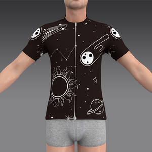 HIRBGOD Maillot de <span class=keywords><strong>cyclisme</strong></span> Aero Fit unisexe motif planète noire adapté à la course avec manches rondes trois poches arrière - Product Image 5