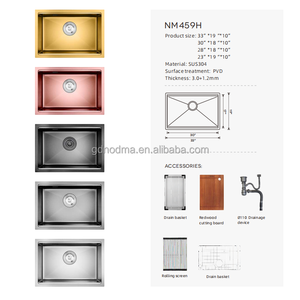 Lavello da Cucina in Acciaio Inox 304 Spazzolato, Sottotop, <span class=keywords><strong>a</strong></span> Gradino, Fatto <span class=keywords><strong>a</strong></span> Mano, Moderno - Product Image 5
