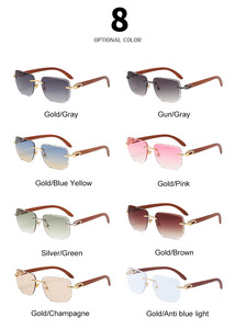 Haute qualité <span class=keywords><strong>carré</strong></span> rétro à la mode diamant lunettes de soleil <span class=keywords><strong>dégradé</strong></span> coloré <span class=keywords><strong>coupe</strong></span> sans monture hommes femmes lunettes de soleil - Product Image 4