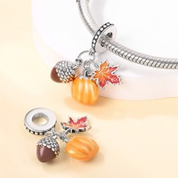 Nouvelles breloques d'automne en forme de feuille d'érable, hibou et écureuil pour bijoux DIY, accessoires de bracelet en tungstène plaqué argent, design original, importés