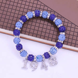 Venta al por mayor de <span class=keywords><strong>gran</strong></span> calidad transparente Bola de diamantes de imitación con cuentas griega Zeta Amicace inspirado 1948 pulsera colgante de Metal para las mujeres - Product Image 3