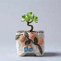 Petit pot de fleurs en céramique en forme de champignon, style rustique, respirant, avec trou de drainage pour plantes succulentes