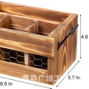 Wooden Cutlery <b>Storage</b> <b>Box</b> With Handles Rectangle Solid Wood <b>Kitchen</b> Organizer Open Top Compartments Shandong GZ 1025 - Product Image 5