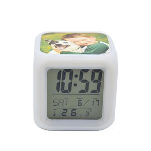 Square Cube LED Elektronische kreative Sublimation Blank Cube Clock Farbwechsel Wecker mit PET - Product Image 4