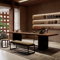 Ensemble de table à thé traditionnelle chinoise en chêne en bois sans peinture très populaire