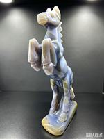 Statue de cheval en agate naturelle rayée, sculptée à la main, polie, cadeau d'art unique en pierre pour collectionneurs