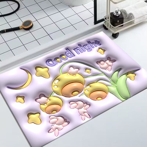 Tappeto Antiscivolo Assorbente d'Acqua con Stampa 3D Cartoonesca, Antibatterico, ad Asciugatura Rapida, Lavabile, in Memory Foam per Ingresso - Product Image 4