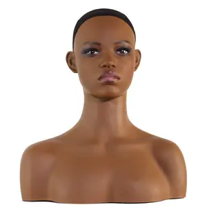 Yeni tasarım afrika siyah manken kafa omuz avrupa amerikan Realist kadın kafa peruk ekran için