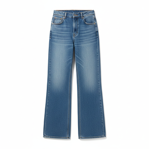 Dramatische Weite Blaue Jeans für Damen mit Hoher Taille Locker Sitzende Palazzo-Hose Vintage Lässiger Retro Streetstyle Hosen - Product Image 4