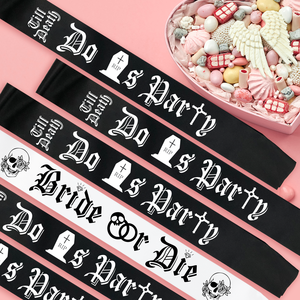 Set di 7 Decorazioni per Addio al Nubilato 'Bride or Die', Fascia Bianca 'Bride or Die' <span class=keywords><strong>e</strong></span> Nere 'Till Death Do Us Part' per Festa della Sposa - Product Image 4