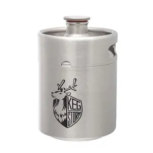 Mini barril de acero inoxidable con Growler 64 Oz, cerveza artesanal Bat Brewy 2 L barril, contenedor de cerveza para bebés