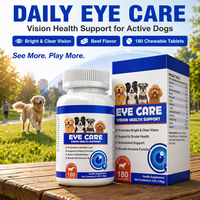 Suplemen Vitamin Antioksidan Perawatan Mata dengan Minyak Hati Ikan & Vitamin C 180 Tablet Rasa Daging Sapi Tinggi Protein untuk Anjing