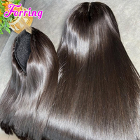 Wig Rambut Manusia Lurus Alami India, Wig Depan Renda HD Transparan Pre-Plucked, Wig Rambut Manusia Lurus Alami Tanpa Lem untuk Wanita
