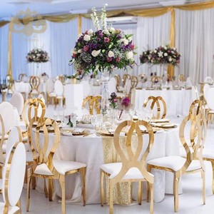 Venta al por mayor de sillas de acero inoxidable con diseño de respaldo único para <span class=keywords><strong>banquetes</strong></span> Hotel comedor sillas de boda - Product Image 1