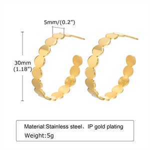 Fashion <b>Fine</b> Jewelry <b>Earring</b> 18k Gold Plated Link Hoop <b>Earrings</b> for Wedding Gift - Product Image 4