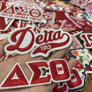 DELTA Conjunto bordado Parche Redz 1913 Delta Girl Texas State J13 Delta <span class=keywords><strong>Sigma</strong></span> Theta Símbolo de hermandad Parche de sarga de hierro Color rojo - Product Image 4