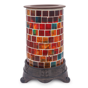 Calentador de Velas Eléctrico de Cerámica y Vidrio con Mosaico Cuadrado de Colores, para Derretir Cera Aromática, Aromaterapia en Interiores, Aceite Aromático, <span class=keywords><strong>Bombilla</strong></span> Halógena - Product Image 1