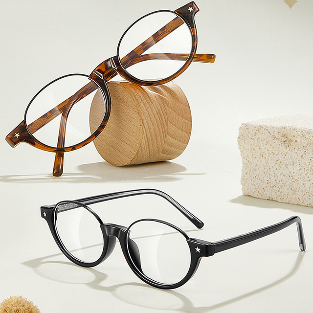 Ultralight Pure Color Eyewear for Men Classic Retro Anti Blue Light Spectacles TR90 Metal Oval Half-Frame Eyeglasses