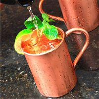 Mug à Moscow Mule moderne 100% cuivre pur, 16 oz, isolé, lisse, réutilisable, sans revêtement intérieur, pour cocktails, café, bière, lait, eau